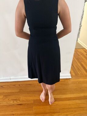 H&M Black Sleeveless Midi Dress with Subtle Dot Texture